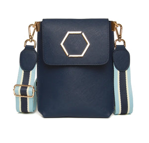 Alice Wheeler London "Brompton Honeycomb" Cross Body Bag - Navy