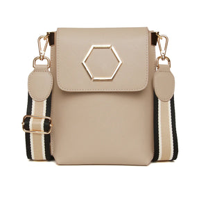 Alice Wheeler London "Brompton Honeycomb" Cross Body Bag - Stone