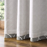 Orla Kiely Linear Stem Silver Eyelet Lined Curtains