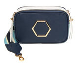 Alice Wheeler London "Pimlico Honeycomb" Tricolour Cross Body Bag - Navy