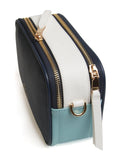 Alice Wheeler London "Pimlico Honeycomb" Tricolour Cross Body Bag - Navy