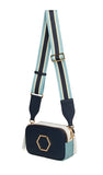 Alice Wheeler London "Pimlico Honeycomb" Tricolour Cross Body Bag - Navy