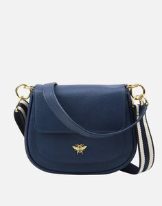 Alice Wheeler London Ascot Navy Saddle Bag