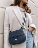 Alice Wheeler London Ascot Navy Saddle Bag