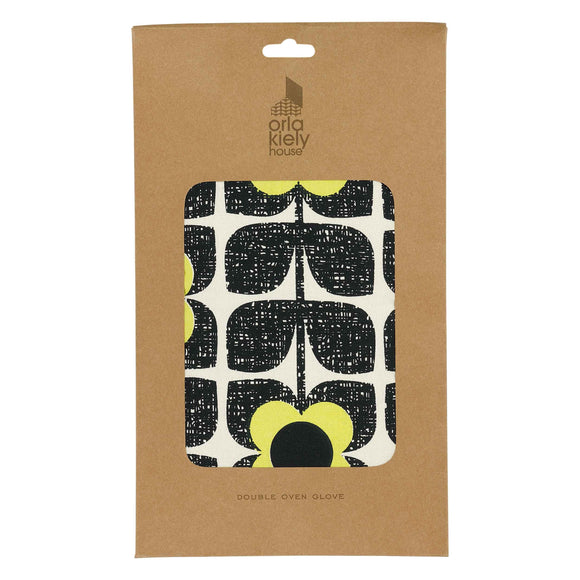 Orla Kiely Double Oven Glove - Scribble Square Flower Primrose