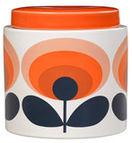 Orla Kiely Ceramic Storage Jar with Lid (1 Litre) - 70s Oval Flower Orange