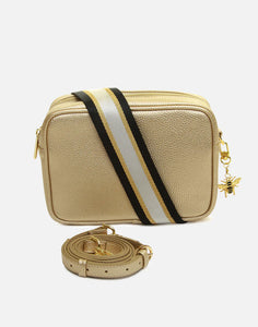 Alice Wheeler London Soho Gold Dual Compartment Camera Cross Body Bag